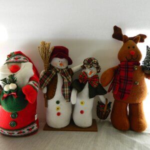 Felt Christmas Mr. & Mrs. Snowman (wood base) Santa Reindeer (weighted)